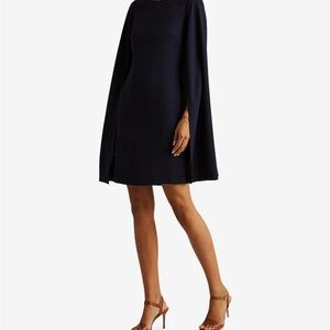 Lauren (by Ralph Lauren) Cape Georgette Black Cocktail Dress